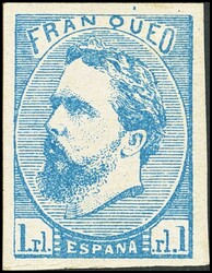 156A. 1873. 1 real azul "sin tilde". Color intenso y grandes ...