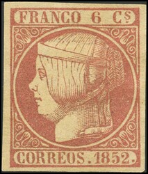 12. 1852. 6 cuartos rosa. Grandes márgenes y color intenso. PIEZA DE ...