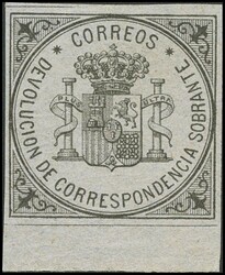 172. 1875. Sin valor, negro sobre azul, borde de hoja. MAGNIFICO