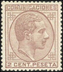 190. 1878. 2 cts malva. Color y centraje excepcional. PIEZA DE LUJO