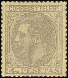208. 1879. 4 pts gris. Bien centrado. MAGNIFICO Y RARO. Cert. CEM. ...
