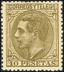 209. 1879. 10 pts sepia oliva. Color muy intenso y excelente centraje ...