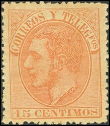 210. 1882. 15 cts naranja. Excelente centraje. MAGNIFICO