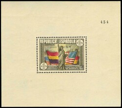 766. 1938. Hoja bloque. AEREO+5 PTS. MAGNIFICA Y RARA. Cert. CEM. ...