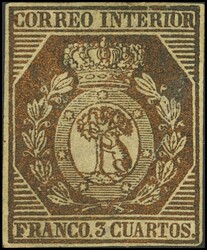 23. 1853. 3 cuartos bronce. Color intenso. MAGNIFICO Y RARISIMO ...