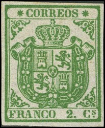 32. 1854. 2 cuartos verde. Color intenso. MAGNIFICO. Cert. CEM y COMEX
