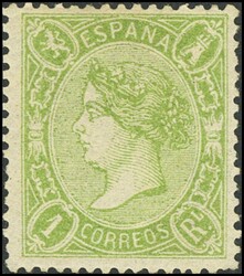 78. 1865. 1 real verde. MAGNIFICO Y RARISIMO EN NUEVO. Cert. GRAUS
