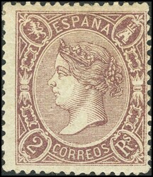 79. 1865. 2 reales lila oscuro. Color muy intenso. MAGNIFICO Y ...