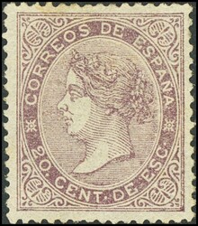 92. 1867. 20 cts lila. Excelente centraje y buen color. MAGNIFICO
