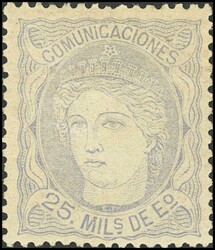 106. 1870. 25 mils lila. MAGNIFICO