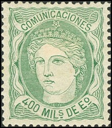 110. 1870. 400 mils verde. Excepcional color y centraje. PIEZA DE ...
