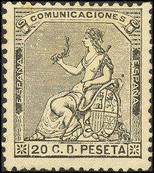 134. 1873. 20 cts negro. MAGNIFICO