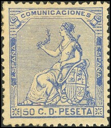 137. 1873. 50 cts ultramar. Muy bien centrado. MAGNIFICO