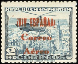 72hec. 1937. 2 pts azul. Variedad "VIV ESPAÑAA". MAGNIFICO. Edifil ...