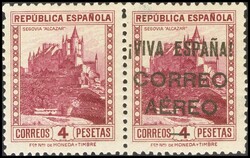 79hph. 1931. 4 pts lila carmín, en pareja. UN SELLO SIN SOBRECARGA. ...