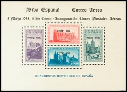 96hia. 1938. Hoja bloque. SOBRECARGA VIA AEREA INVERTIDA, en negro. ...