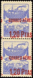 NE15hdv(2). 1937. 1´20 cts azul, pareja. HABILITACION DESPLAZADA. ...