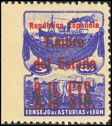NE2. 1937. 15 cts sobre 5 cts azul. MARGEN IZQUIERDO SIN DENTAR. ...