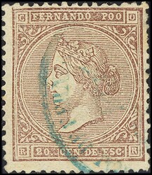 1. 1868. 20 cts castaño. MAGNIFICO. Edifil 2026: 350 Euros