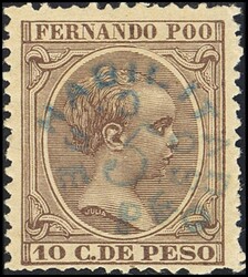 35. 1896. 5 cts sobre 10 cts castaño oscuro. MAGNIFICO. Edifil 2026: ...