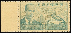 58ic. 1947. 10 cts verde azulado. CALCADO AL DORSO. MAGNIFICO Y RARO. ...