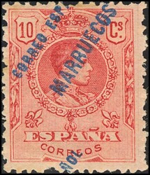 3hdx. 1909. 10 cts rojo. SOBRECARGA DESPLAZADA. MAGNIFICO Y RARO. ...