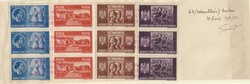 1941 set of 4. Mi 706-709.  Each in a strip of three affixed to part ...