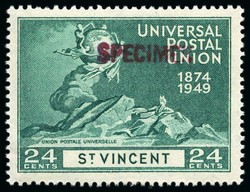 1949 75th Anniversary of the UPU set of four handstamped SPECIMEN in ...