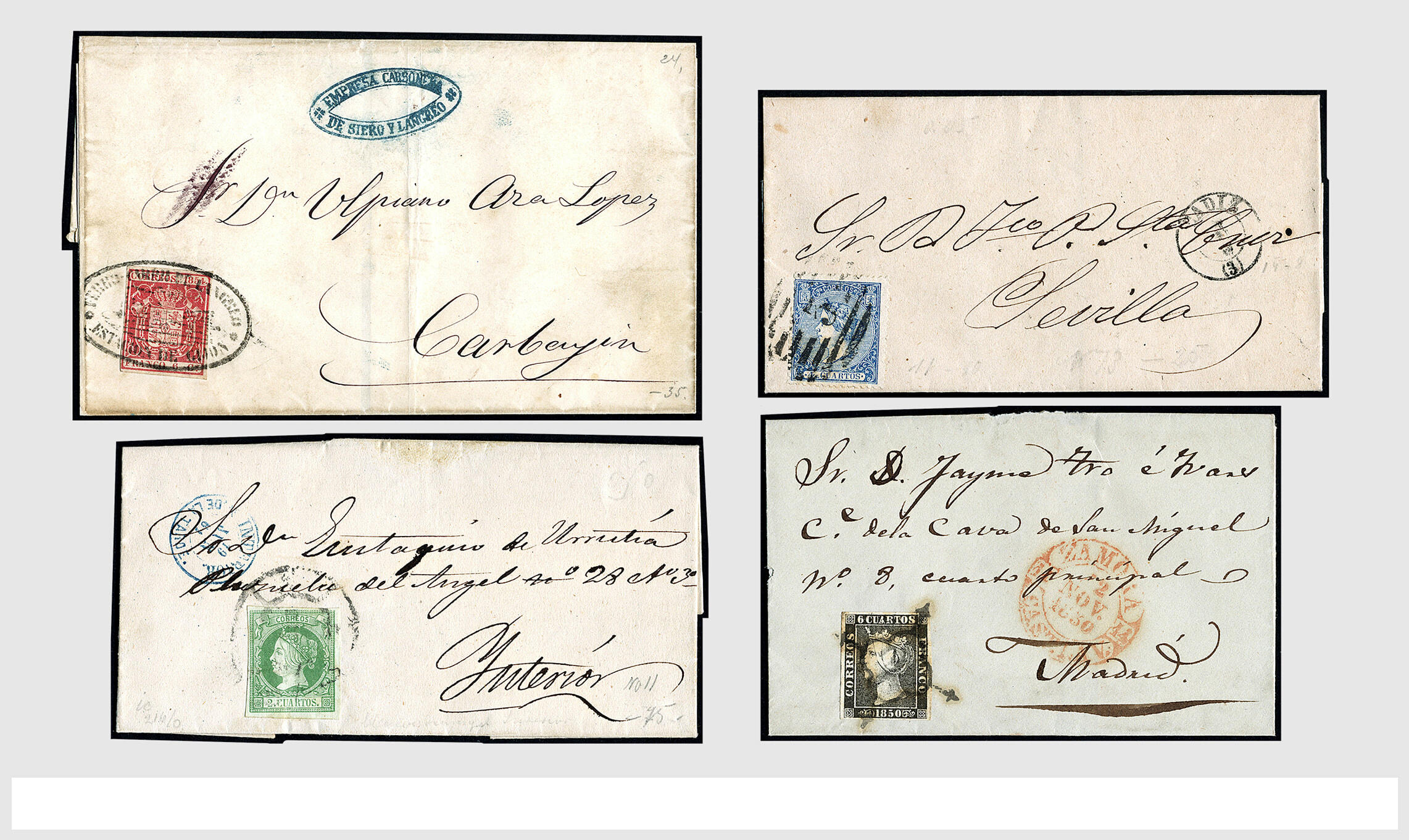 SPAIN 1850-1878, 24 covers in mainly good quality with several better ...