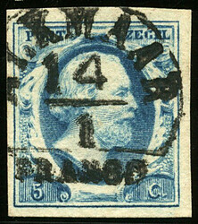 ALKMAAR A (de H/S 100) op 5 cent nr. 1b-Pl.I-12. Mooi gerande zegel ...