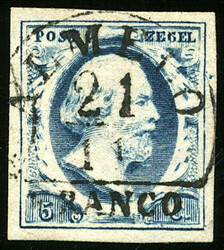 ALMELO A (de H/S 125) op 5 cent nr. 1b-Pl.I-53. Prachtig gerande ...