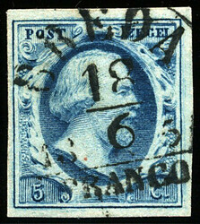 BREDA B type I (de H/S 150) op 5 cent nr. 1d-Pl.II-88. Prachtex. met ...