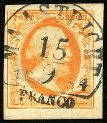 MAASTRICHT B type II (de H/S 100) op 15 cent nr. 3b, pos. 50. Aan ...