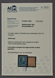 4AII, 5 cent blauw, Plaat II, Utrechtse druk, postfris met originele, ...