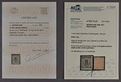 14A, 1 cent zwart, Lt. 14 kl.g., beh. gomloos tandje een postfris ...