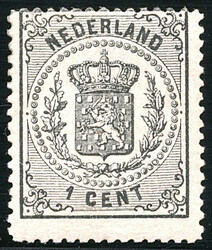 14A, 1 cent zwart, Lt. 14 kl.g., postfris, gedecentreerd, vrijwel ...