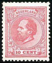 21D, 10 cent rood, Kt. 12½ x 12 kl.g., postfris prachtex. met ...