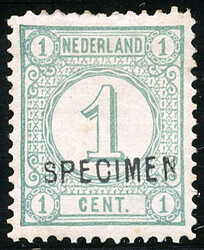 31F, 1 Cent in kt. 12½ gr.g., vrijwel prachtex. met opdruk SPECIMEN. ...