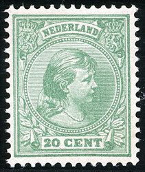 40, prinses Wilhelmina, 20 cent lichtgroen, postfris prachtex. met ...