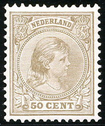 43b, 50 cent geelbruin, ongebruikt prachtex. met zeer lichte ...