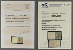 45B, 50 cent donkergroen en bruin, postfris pracht linkerrandstuk met ...