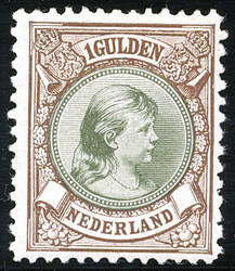 46B, 1 gulden bruin en olijfgroen, Lt. 11½ x 11, postfris prachtex. ...