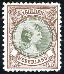 46B, 1 gulden bruin en olijfgroen, Lt. 11½ x 11, postfris prachtex. ...