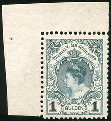 49, 1 gulden blauwgroen, zgn. Kroningsgulden, postfris hoekrandstuk. ...