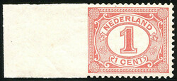 51v, 1 cent lichtrood met variëteit: linkerzijde ongeperforeerd, ...