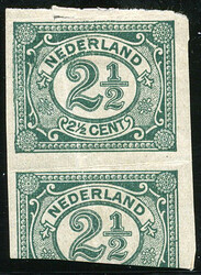 55va, 2½ cent groen met variëteit: geheel ongeperforeerd, ...