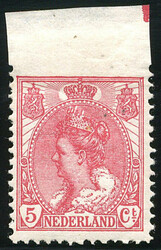 60v, 5 cent rood met variëteit: bovenzijde ongeperforeerd, ...