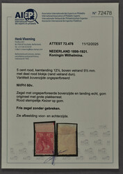 60v, 5 cent rood met variëteit: bovenzijde ongeperforeerd, ...