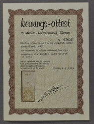 69v, 20 cent geelgroen en grijs, Kt. 12½ met variëteit: bovenzijde ...