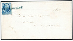 Naamstempels. 5 Cent nr. 4 op frisse, ongedateerde witte envelop uit ...